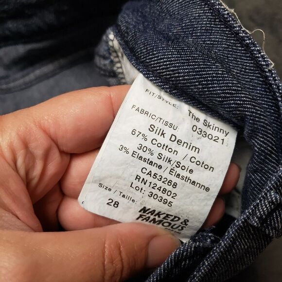 Naked and Famous - Raw Denim - Silk - The Skinny Silk Blend Denim - Size 28 - Picture 11 of 16
